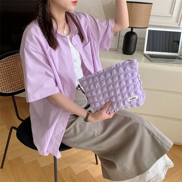 Women'S Medium Summer Polyester Lingge Basic Classic Style Square Zipper Cosmetic Bag