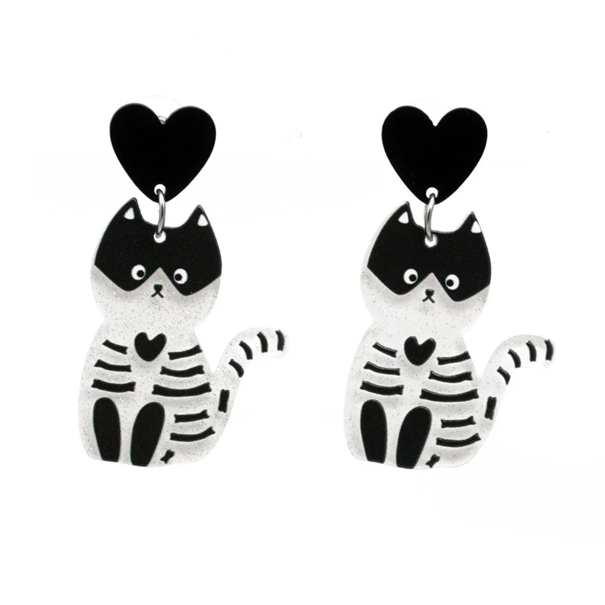 Women's Men's Fashion Halloween Pattern Cat Acrylic Earrings Animal Pattern No Inlaid Drop Earrings