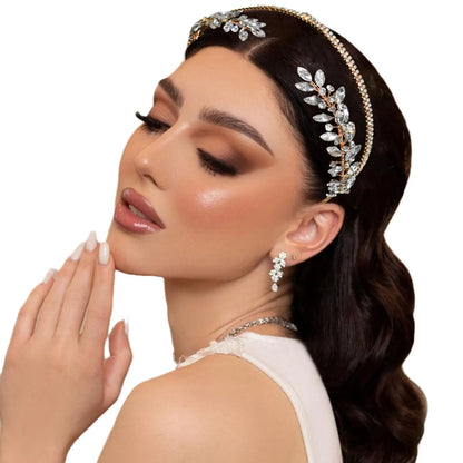 Women'S Original Design Leaf Rhinestone Handmade Hair Band Party Headpieces