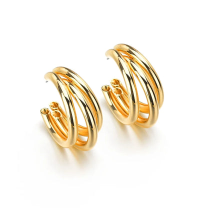 Oversized C Shape Alloy No Inlaid Earrings