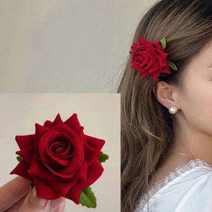 Women'S Pastoral Flower Alloy Plastic Handmade Hair Clip