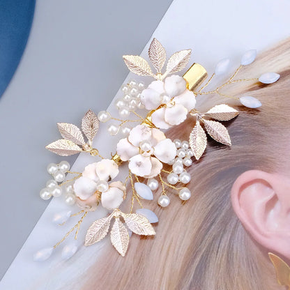 Women'S Pastoral Flower Rhinestone Hair Clip