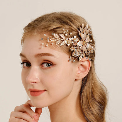 Women'S Pastoral Flower Rhinestone Hair Clip