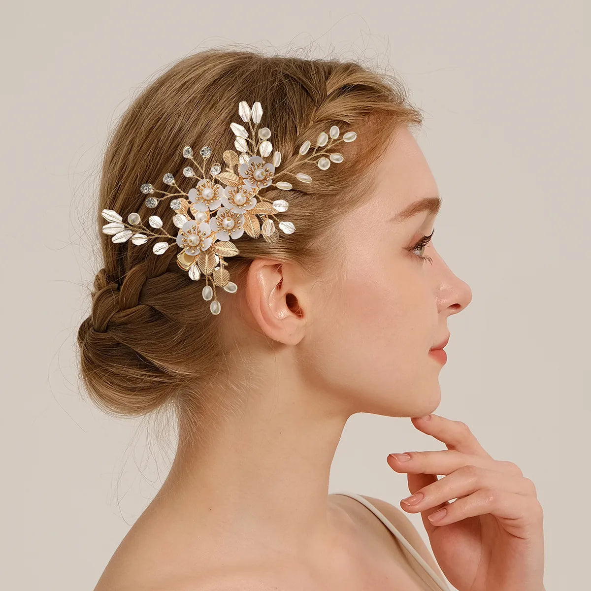 Women'S Pastoral Flower Rhinestone Hair Clip