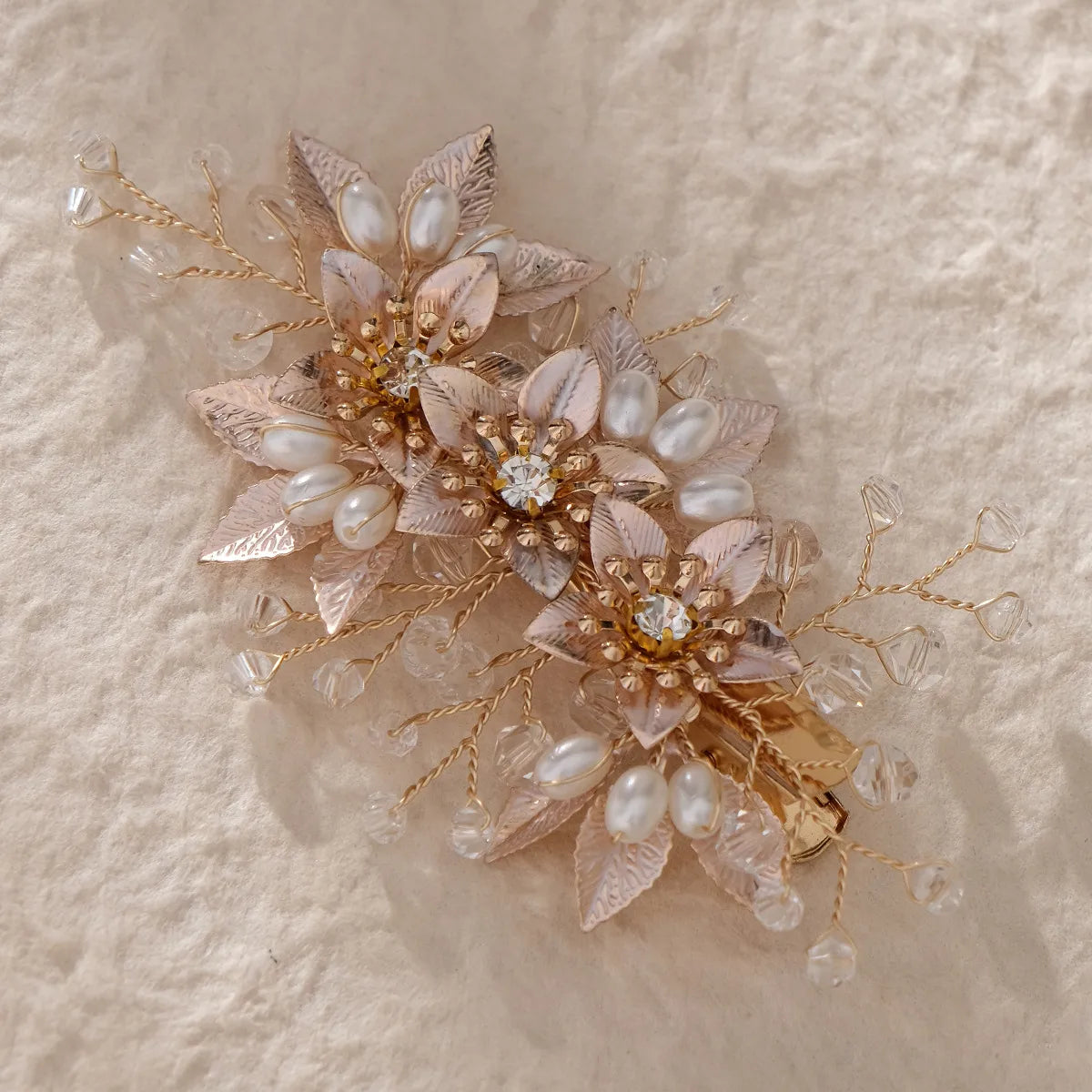 Women'S Pastoral Flower Rhinestone Hair Clip