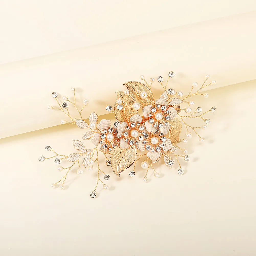 Women'S Pastoral Flower Rhinestone Hair Clip