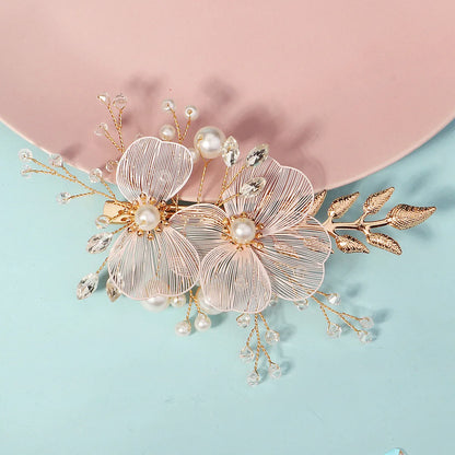 Women'S Pastoral Flower Rhinestone Hair Clip