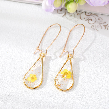 Women'S Pastoral Flowers Alloy Resin Earrings Epoxy Earrings