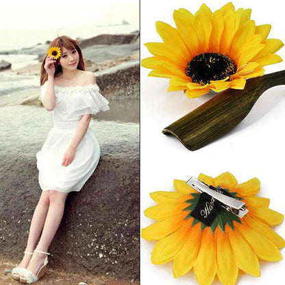 Women'S Pastoral Korean Style Sunflower Cloth Hair Clip