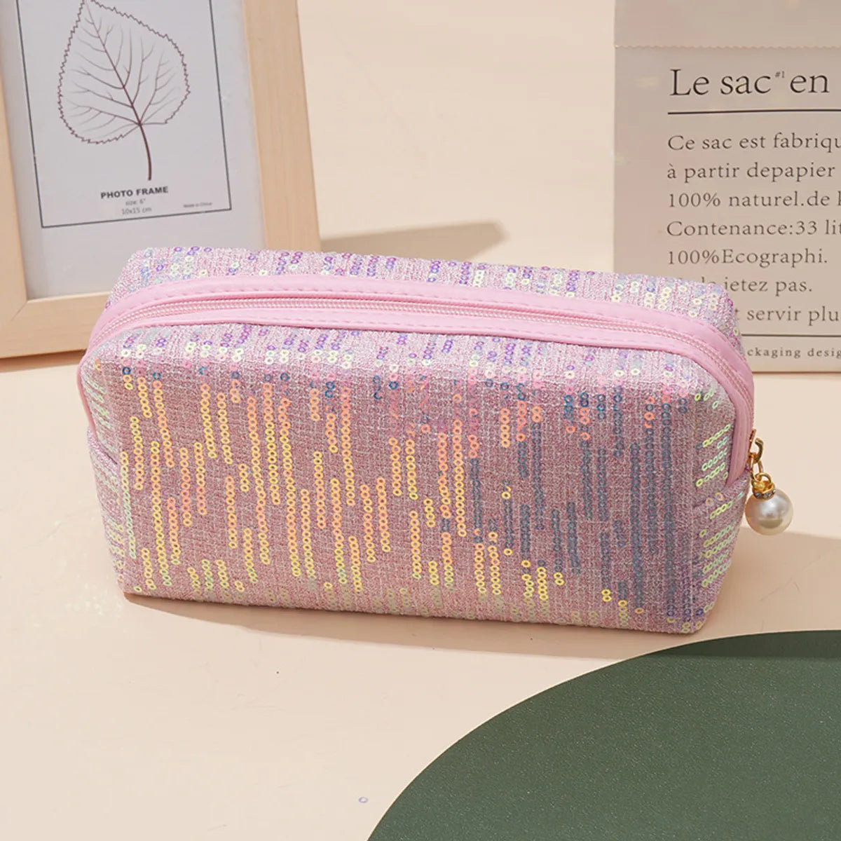 Women'S Polyester Solid Color Classic Style Square Zipper Cosmetic Bag