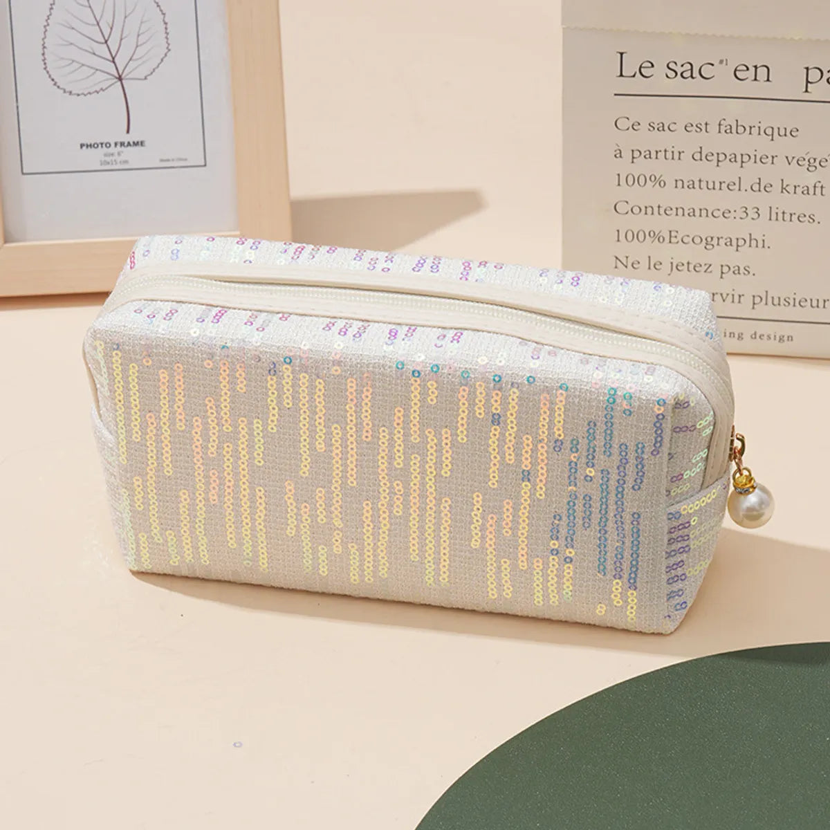 Women'S Polyester Solid Color Classic Style Square Zipper Cosmetic Bag