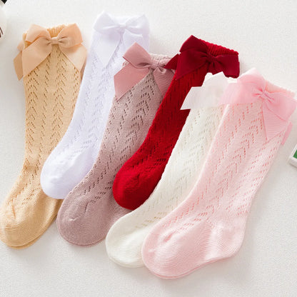 Women'S Princess Cute Solid Color Cotton Mesh Crew Socks One Pair