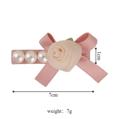 Women'S Princess Cute Sweet Flower Imitation Pearl Alloy Cloth Hair Clip