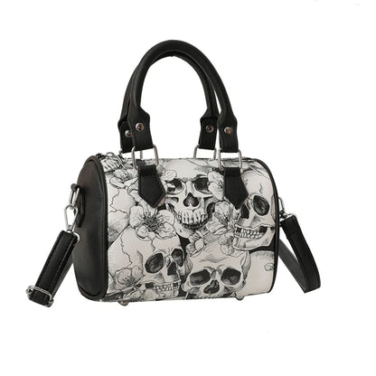 Women'S Pu Leather Cartoon Punk Streetwear Cylindrical Zipper Handbag