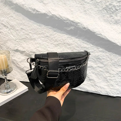 Women'S Pu Leather Skull Streetwear Pillow Shape Zipper Shoulder Bag Crossbody Bag