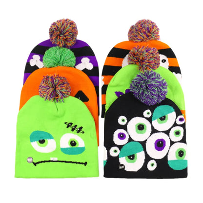 Women'S Punk Streetwear Halloween Pattern Eaveless Wool Cap