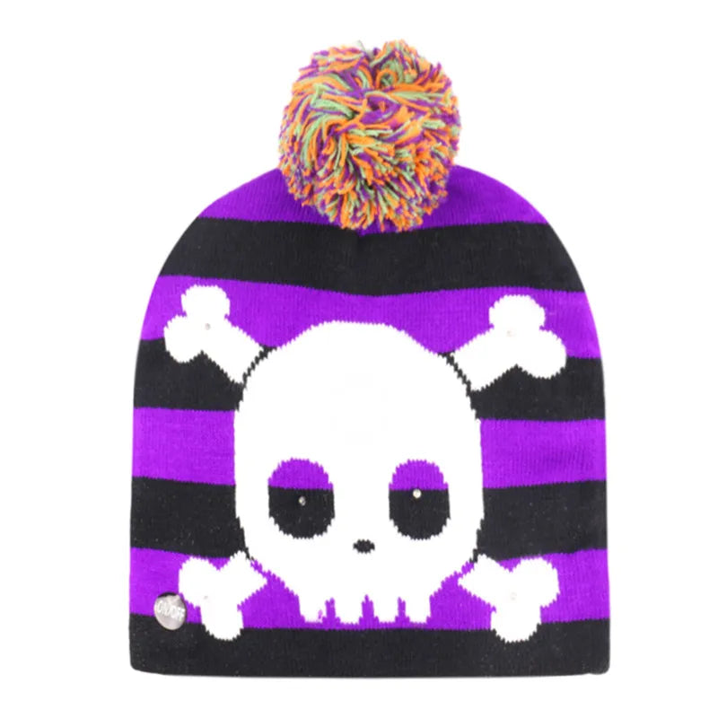 Women'S Punk Streetwear Halloween Pattern Eaveless Wool Cap