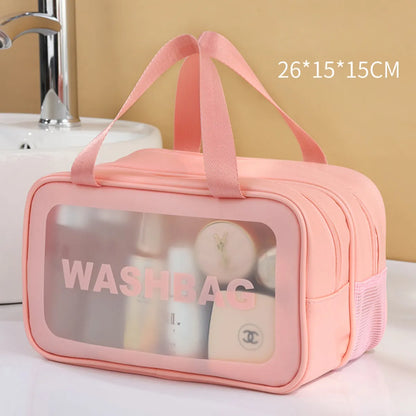 Women'S Pvc Solid Color Basic Square Zipper Open Cosmetic Bag Travel Bag Wash Bag