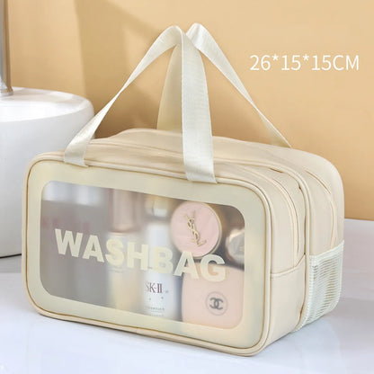 Women'S Pvc Solid Color Basic Square Zipper Open Cosmetic Bag Travel Bag Wash Bag