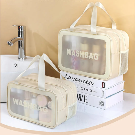 Women'S Pvc Solid Color Basic Square Zipper Open Cosmetic Bag Travel Bag Wash Bag