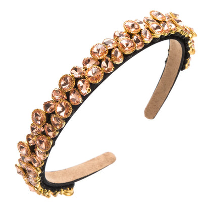 Women'S Retro Baroque Style Geometric Alloy Cloth Inlay Rhinestones Hair Band