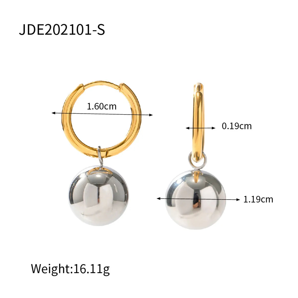 Retro Fashion Geometric Ball Pendant Stainless Steel Earrings