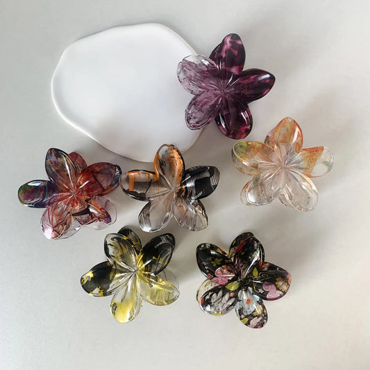 Women'S Retro Flower Plastic Hair Claws