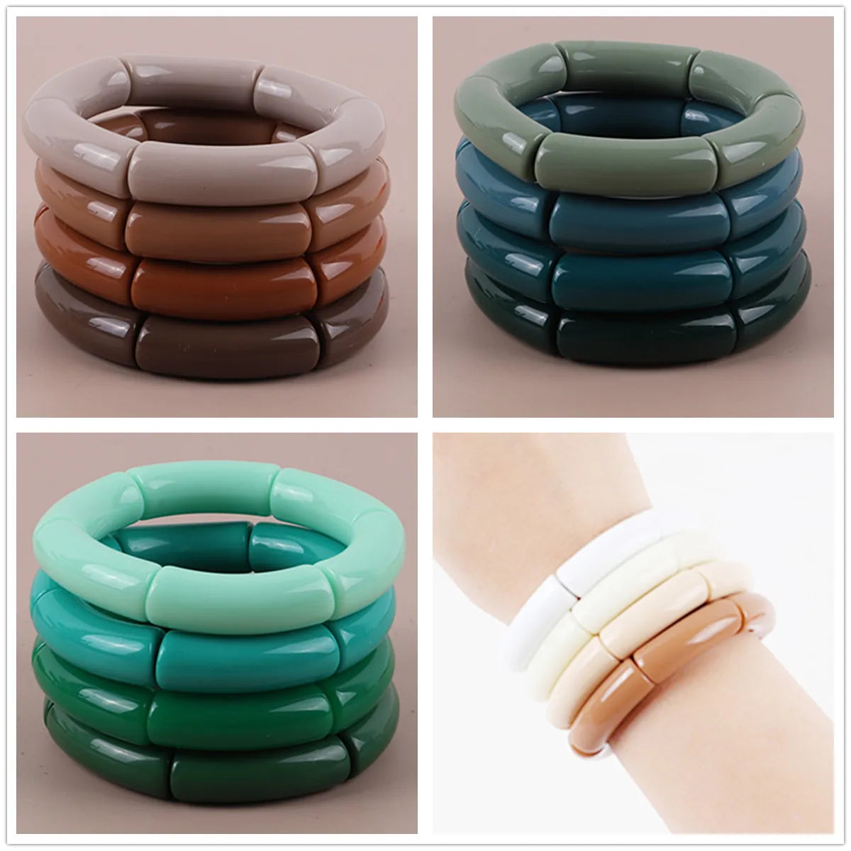 Retro Geometric Acrylic Three-dimensional Decoration No Inlaid Women's Bangle