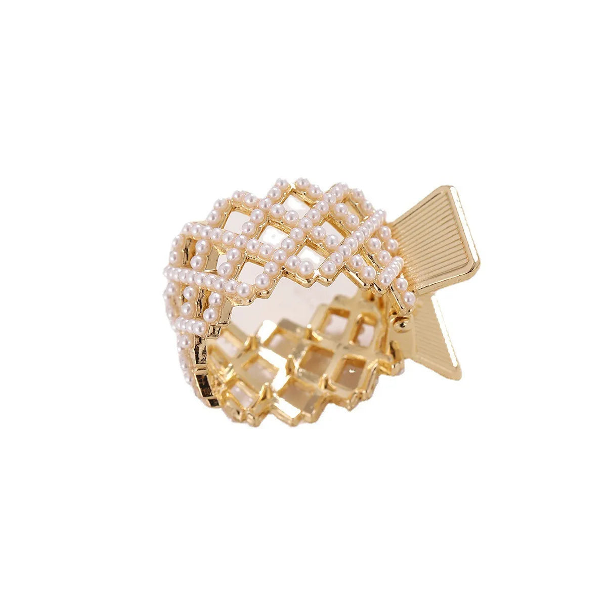 Women'S Retro Geometric Metal Plating Inlay Artificial Pearls Zircon Hair Claws