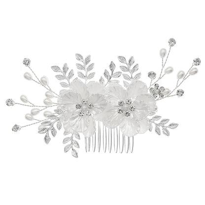 Women'S Retro Handmade Flower Arylic Metal Flowers Acrylic Insert Comb