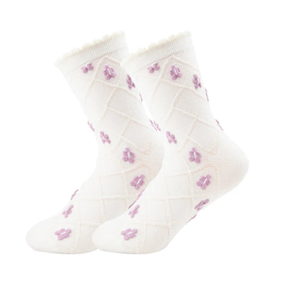 Women'S Retro Heart Shape Flower Polyester Crew Socks A Pair