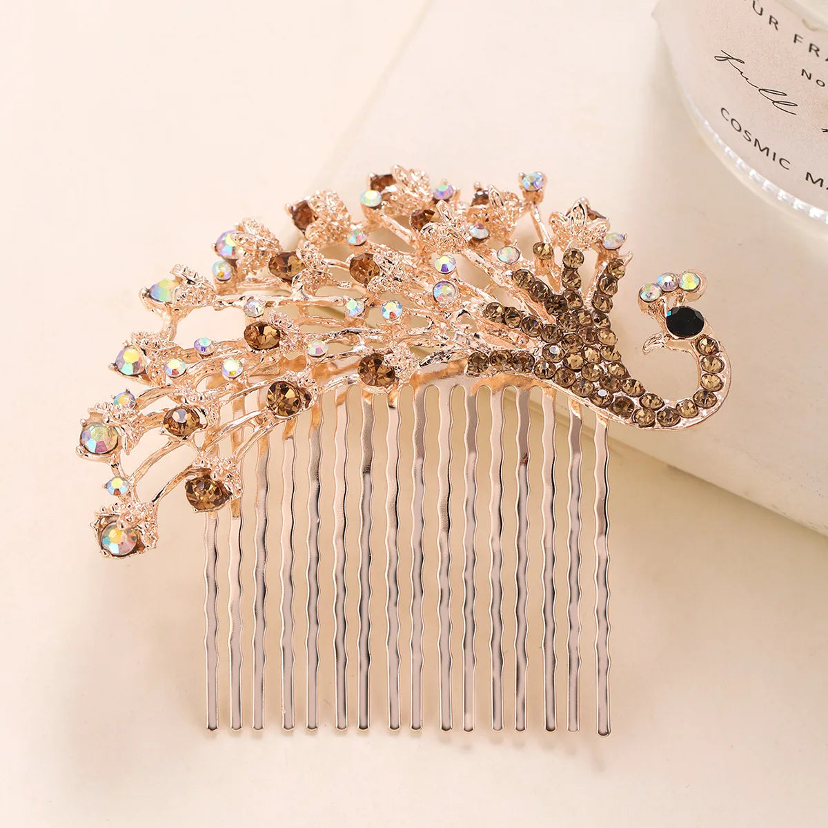 Women'S Retro Peacock Alloy Inlay Zircon Insert Comb