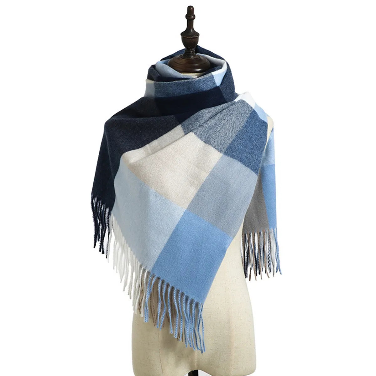 Women'S Retro Plaid Imitation Cashmere Tassel Winter Scarves