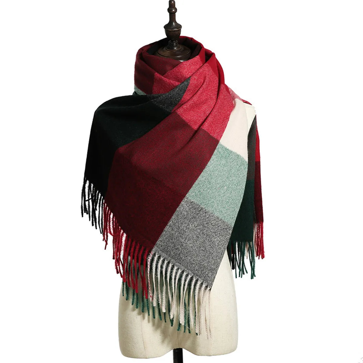 Women'S Retro Plaid Imitation Cashmere Tassel Winter Scarves