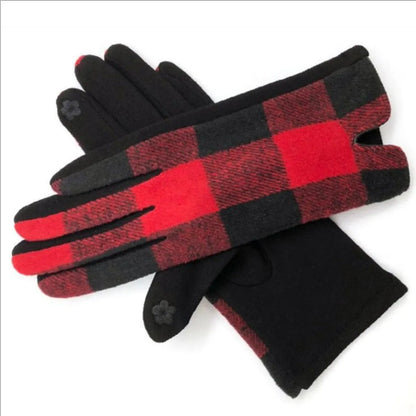 Women'S Retro Plaid Woolen Polyester Gloves