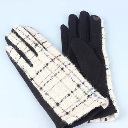 Women'S Retro Plaid Woolen Polyester Gloves