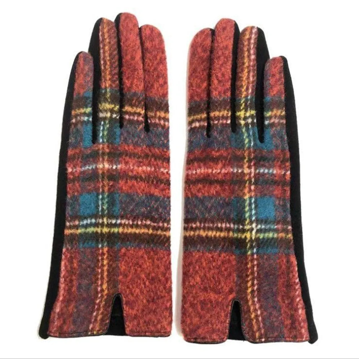 Women'S Retro Plaid Woolen Polyester Gloves