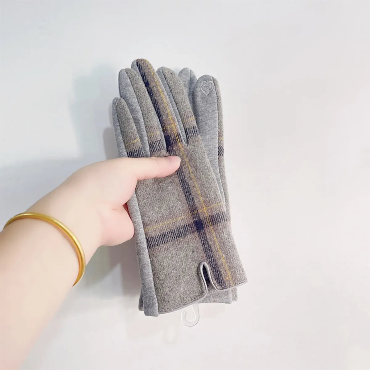 Women'S Retro Plaid Woolen Polyester Gloves