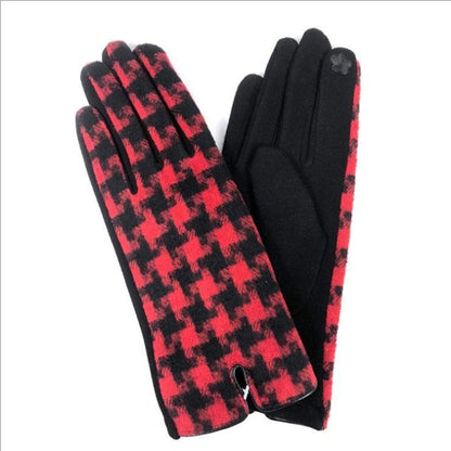 Women'S Retro Plaid Woolen Polyester Gloves