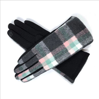 Women'S Retro Plaid Woolen Polyester Gloves