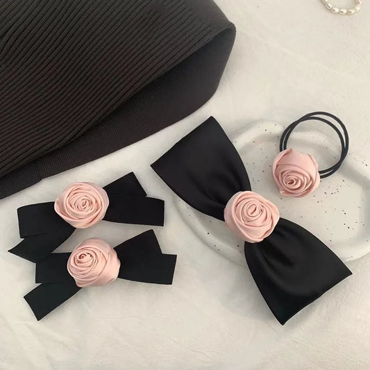 Women'S Retro Romantic Rose Cloth Hair Clip Hair Tie