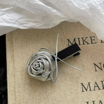 Women'S Retro Romantic Rose Cloth Hair Clip Hair Tie