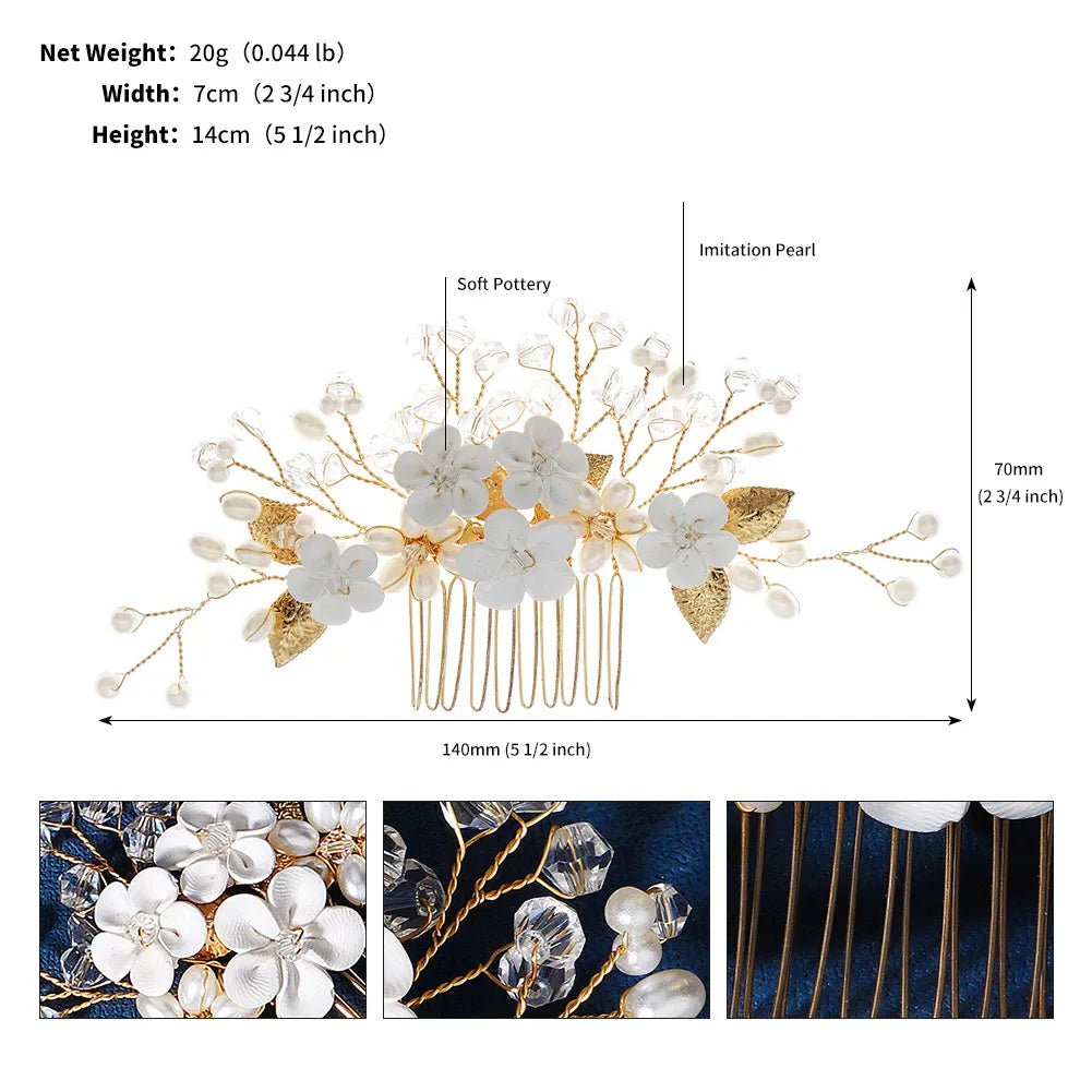 Women'S Retro Simple Style Flower Imitation Pearl Rhinestone Insert Comb