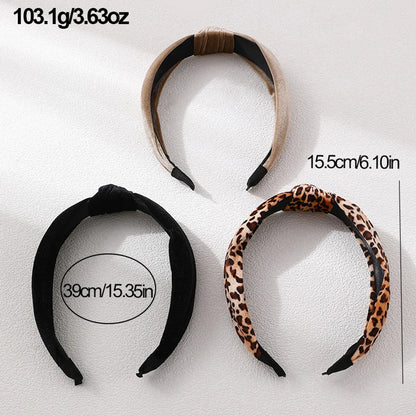 Women'S Retro Simple Style Solid Color Knot Leopard Cloth Printing Hair Band