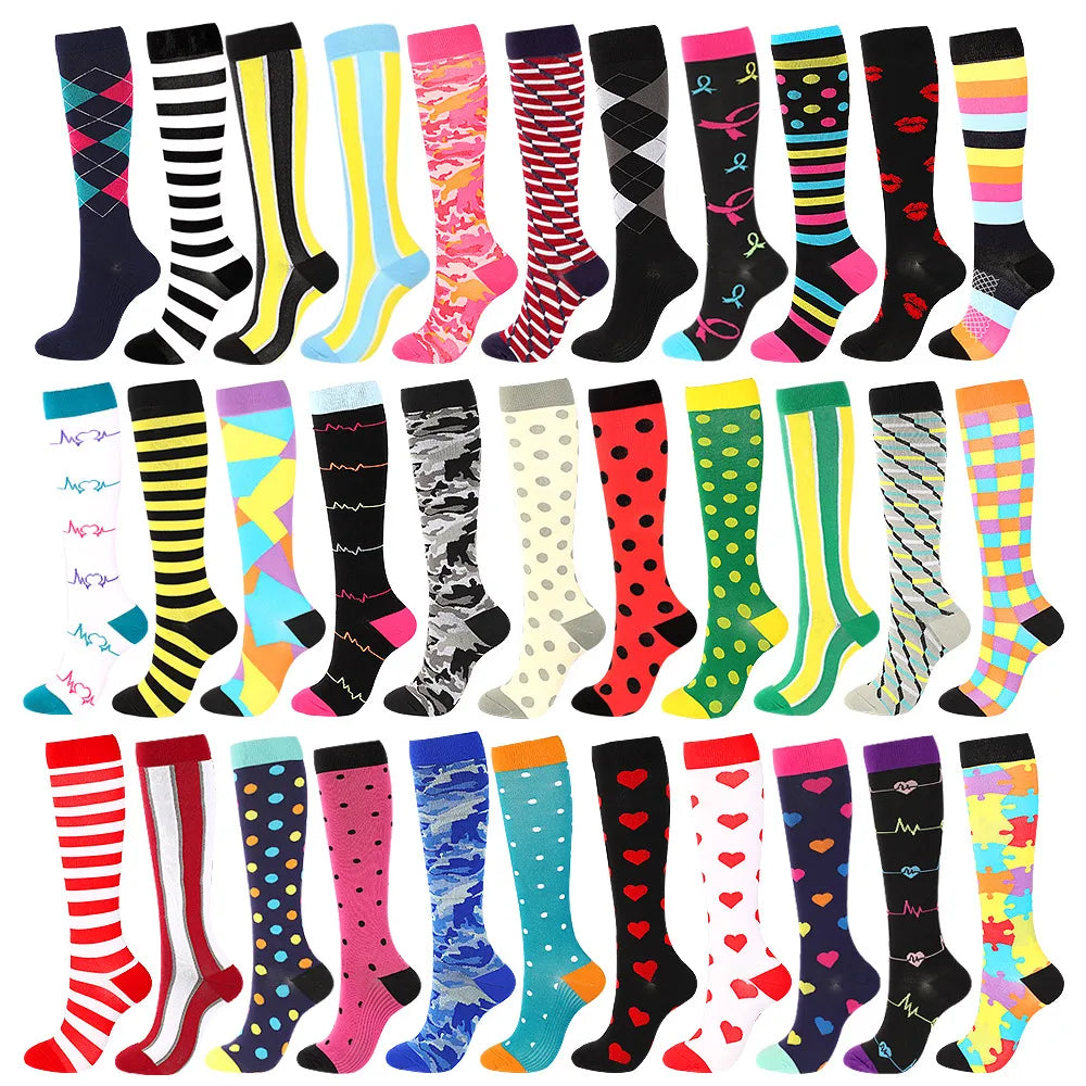 Women'S Retro Stripe Polka Dots Heart Shape Nylon Over The Knee Socks A Pair