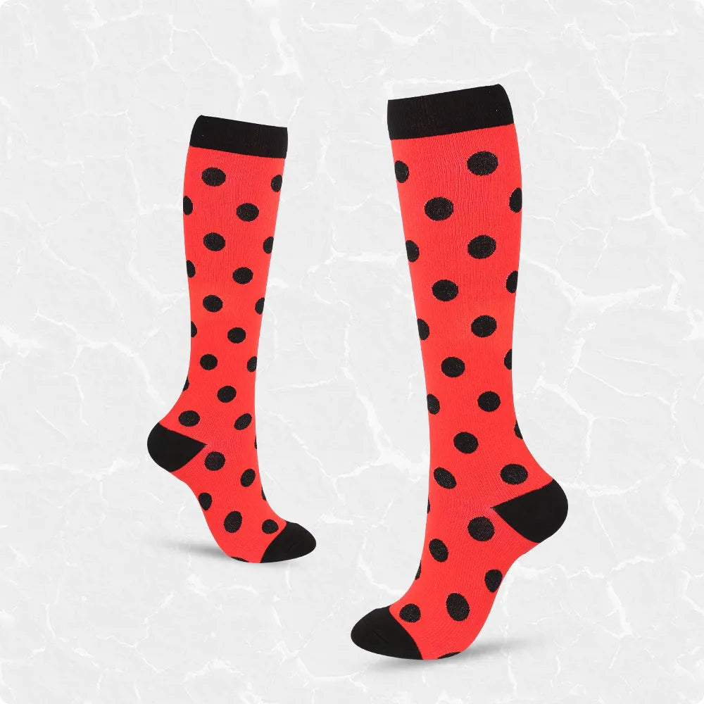 Women'S Retro Stripe Polka Dots Heart Shape Nylon Over The Knee Socks A Pair