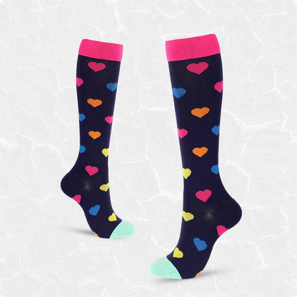 Women'S Retro Stripe Polka Dots Heart Shape Nylon Over The Knee Socks A Pair