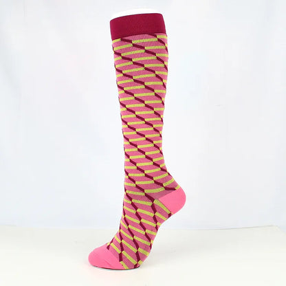 Women'S Retro Stripe Polka Dots Heart Shape Nylon Over The Knee Socks A Pair