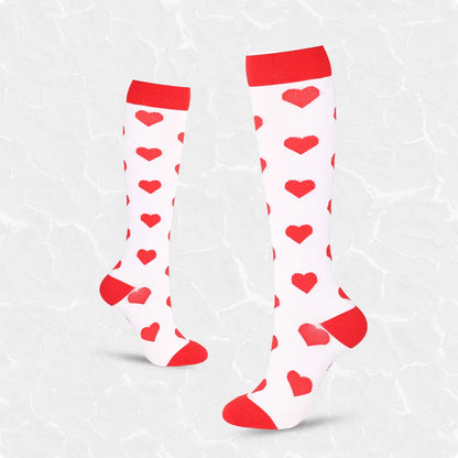 Women'S Retro Stripe Polka Dots Heart Shape Nylon Over The Knee Socks A Pair