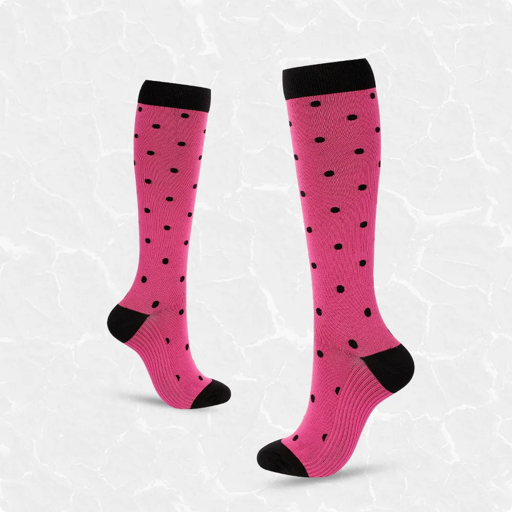 Women'S Retro Stripe Polka Dots Heart Shape Nylon Over The Knee Socks A Pair